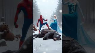 SpiderMan and Elsa Frozen vs Bear Aliens fight battle spiderman elsafrozen hulk animals [upl. by Aicener]