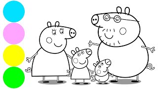 Peppa Pigs Family Coloring Book Pages for Kids [upl. by Kimmy58]