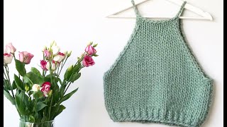 Easy Chunky Knit Crop Vest Top  Walk Through Tutorial [upl. by Cross]