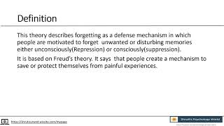 Motivated Forgetting  Theory of Forgetting [upl. by Arba]