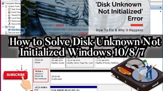 Hard Disk Unknown Not Initialised in Windows 10 Under Different Situations hdd harddiskrepair [upl. by Hurlbut]