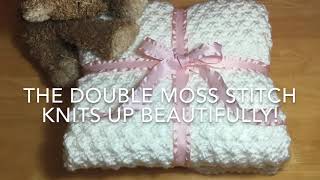 HOW TO KNIT  BEAUTIFUL MOSS STITCH BABY BLANKET  SUPER EASY FOR BEGINNERS [upl. by Luanne]