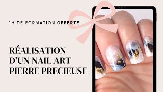 1H de formation ongle offerte  Réalisation dun nail art pierre précieuse  Yournails International [upl. by Walker]