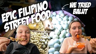 Our First Try of Filipino Street Food Manilas Epic Food Tour 🇵🇭 [upl. by Siuqcram]