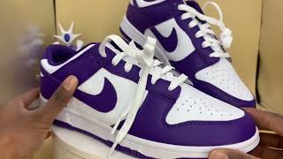 Review 35  Nike Dunk Low Championship Court Purple 2022 [upl. by Mathe]