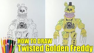 How to draw Twisted Golden Freddy FNAF Как нарисовать Твистед Голден Фредди ФНАФ [upl. by Noivad]