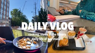 55ENGカナダ留学生のSTUDY VLOG🫧  図書館で勉強📖  study at a library cooking daily life🎀 [upl. by Gnos]