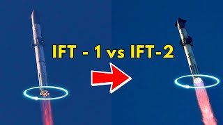 Starship Launch IFT2 Vs IFT1  Perfectly Synced Side by Side Comparison Video [upl. by Johnnie]