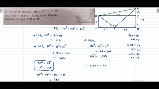 Pythagoras TheoremIn given figure AB3cd18 cm and 3bp  4cp  36 cm Show that Angle APD90 degree [upl. by Sirromaj]