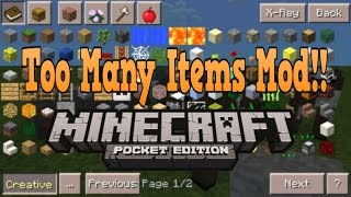 Minecraft Pe  Too Many Items Mod  BEST TOO MANY ITEMS MOD EVER New MCPE Mod for 0152 [upl. by Aem]