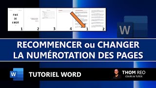 RECOMMENCER ou MODIFIER la NUMÉROTATION de page WORD  Tuto express [upl. by Retsof393]