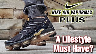 Nike Air Vapormax Plus quotBlack amp Goldquot REVIEW  ON FEET [upl. by Yesllek]