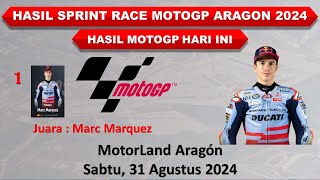 Hasil MotoGp Aragon 2024 Hari Ini │ Hasil SPRINT RACE MotoGp Aragon │ Marc Marquez Juara │ [upl. by Tirzah]