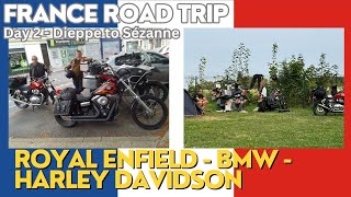 France Road Trip  Day 2  Dieppe to Sézanne  Royal Enfield BMW and Harley Davidson [upl. by Libyc]