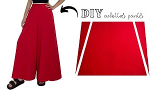 Very Easy Culottes Pants Cutting and Stitching for Beginners  Palazzo Skirt Pants Tutorial [upl. by Alleusnoc]