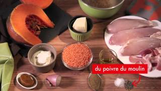 Recette poulet à la purée de potiron lentilles corail et cumin avec marmite de bouillon Knorr® [upl. by Ardnosak]