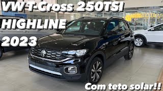 VW TCross 250 TSI Highline 2023  Versão top de linha 2023 com TETO SOLAR em detalhes 4K HDR [upl. by Ecirtac]