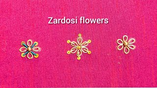 zardosi flowers  simple buttas  easy method [upl. by Llebanna]