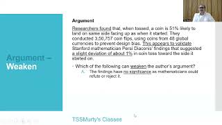 8 Critical Reasoning  Weakening Argument TSSMurtys Classes [upl. by Elleon]