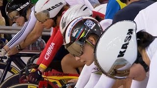 Womens Keirin Final  2014 Track Cycling World Cup  London [upl. by Notxap]