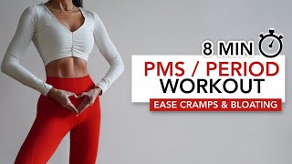 8 MIN PMS  PERIOD WORKOUT  Ease Menstrual Cramps Bloating amp PMS  Eylem Abaci [upl. by Hirza789]