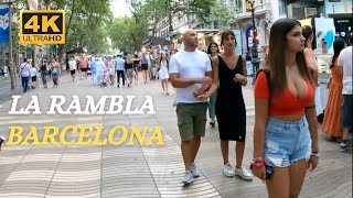 La Rambla  Barcelona  Spain  Walking Tour  4K [upl. by Leamse]