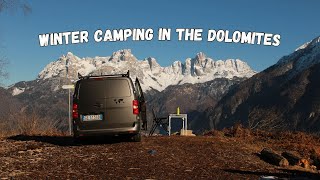 Winter camping in the Dolomites with my Golden Retriever  Living in my van [upl. by Geilich]