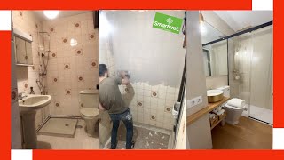 🚿💫 TRANSFORMACIÓN de un BAÑO Pequeño y Antiguo  Revestimiento de Paredes con MICROCEMENTO 🛁 [upl. by Ecinahs]