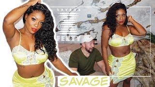 Savage x Fenty Try on Haul  Eggplant rating w Fiance [upl. by Ellener]