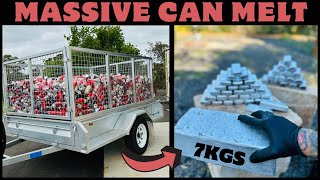 Massive Can Meltdown  Pure Aluminum From Cans  ASMR Metal Melting  Trash To Treasure  Bulk Bars [upl. by Neirol858]