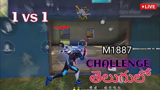 free fire M1887 challenge 1 vs 1 live in Telugu 🫵 [upl. by Asyar228]