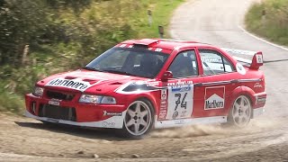 Mitsubishi Lancer Evo VI Rally Car Starts Action amp Turbo AntiLag Backfires [upl. by Thesda]