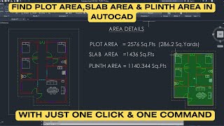 How Find Plot Area  Slab Area  Plinth Area in AutoCAD  AutoCAD [upl. by Licastro]