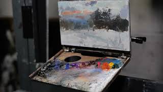 Pochade Palette Winter Landscape Demo [upl. by Meridel]