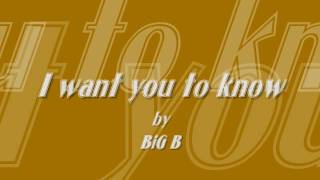 I Want You to Know By BiG B [upl. by Ellehsat203]