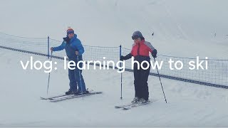 VLOG Learning How to Ski  First Time Skiing [upl. by Esinet]