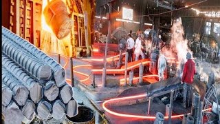 Amazing Process of Manufacturing Iron Steel Rods from Scrap  Relaxing Video  Steel Factory Tour [upl. by Sumaes]