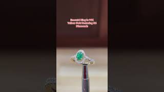 Emerald Ring in 14K Yellow Gold featuring 36 Diamonds emerald emeraldring diamond jewelry [upl. by Susanetta362]