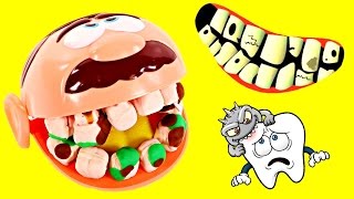 Play Doh Dentist Doctor Drill Charlie Eating Everything Needs Braces and Frozen Ice Cream [upl. by Nanfa]