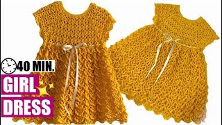 HOW TO CROCHET A GIRL DRESS  EASY AND FAST  BY LAURA CEPEDA [upl. by Hesketh933]