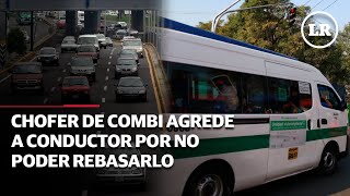 Chofer de combi agrede a conductor por no poder rebasarlo [upl. by Ereynihc]