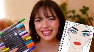 ASMR Sketching and Coloring You makeup posing personal attention [upl. by Ahsatal]