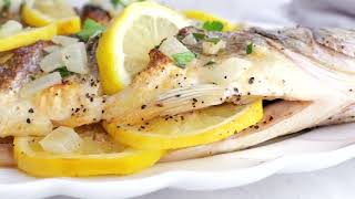 Branzino Recipe with Lemon Butter Sauce Chew Out Loud [upl. by Leacock375]