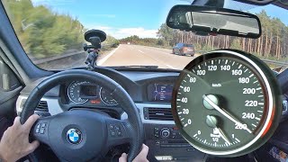 BMW 330d E90 Autobahn POV Acceleration no speed limit  top speed test [upl. by Eiramac]