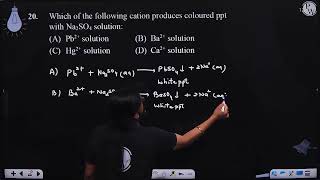 Which of the following cation produces coloured ppt with Na2SO4 solution [upl. by Tega]