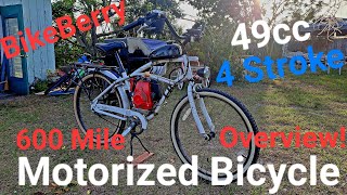 BikeBerry 49cc 4 Stroke Motorized Bicycle 600 Mile Overview [upl. by Neitsirhc]