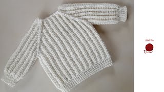 Babypullover falsches Patent RVO stricken Schritt für Schritt andere Größen siehe Infobox [upl. by Cralg64]