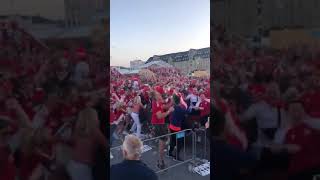 Denmark fans celebrate Damsgaard goal vs England Euro2020 [upl. by Kallick]