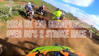 2024 UK EVO Championship Round 2 Marshfield Mx Track Over 50s Modern 2 Stroke Race 1 [upl. by Aihsoem551]