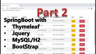 CRUD With Spring H2 Thymeleaf Bootstrap JQuery MySQL Step by Step Procedure  Part 2 [upl. by Cosme]